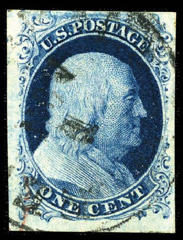 US Stamps Prices Scott Catalogue 7 - 1851 1c Franklin. Matthew Bennett International, Feb 2012, Sale 340, Lot 60