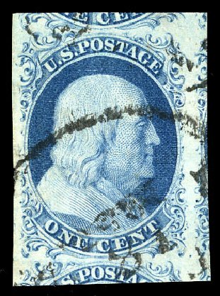 Price of US Stamp Scott Catalog 7 - 1c 1851 Franklin. Cherrystone Auctions, Jul 2013, Sale 201307, Lot 10