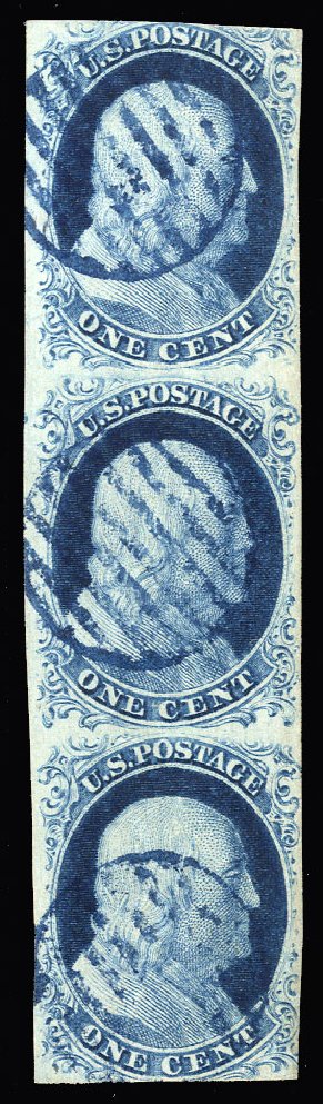 Values of US Stamps Scott Cat. #7 - 1c 1851 Franklin. Cherrystone Auctions, Jan 2015, Sale 201501, Lot 40