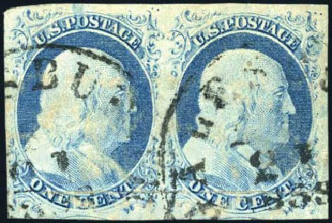 Values of US Stamp Scott Catalog # 7 - 1851 1c Franklin. Harmer-Schau Auction Galleries, Feb 2010, Sale 84, Lot 1250