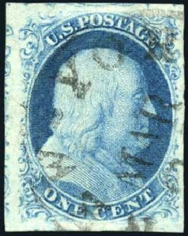 Costs of US Stamp Scott Cat. # 7 - 1851 1c Franklin. Harmer-Schau Auction Galleries, Apr 2010, Sale 85, Lot 230