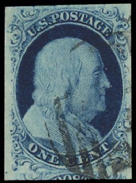 Costs of US Stamp Scott Catalog 7: 1c 1851 Franklin. Daniel Kelleher Auctions, Apr 2012, Sale 629, Lot 150