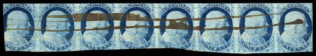 Value of US Stamps Scott Catalog 7 - 1851 1c Franklin. Daniel Kelleher Auctions, Dec 2013, Sale 640, Lot 30