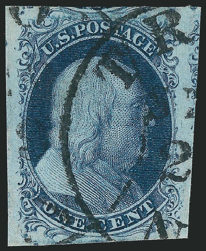 US Stamp Values Scott Cat. #7 - 1851 1c Franklin. Robert Siegel Auction Galleries, Oct 2011, Sale 1014, Lot 1040
