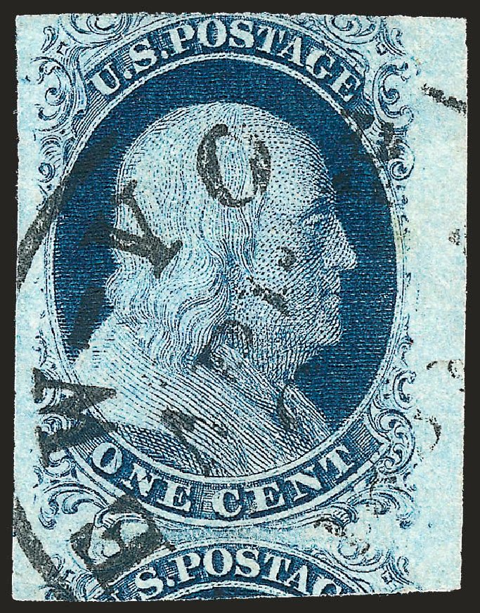 US Stamp Price Scott Catalogue # 7 - 1851 1c Franklin. Robert Siegel Auction Galleries, Oct 2008, Sale 963, Lot 170