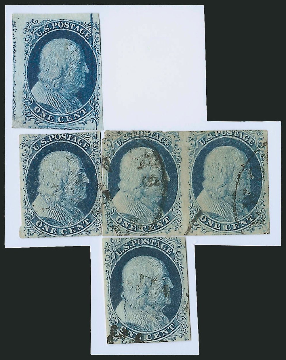 Price of US Stamp Scott Catalog 7 - 1851 1c Franklin. Robert Siegel Auction Galleries, Jun 2009, Sale 975, Lot 1110