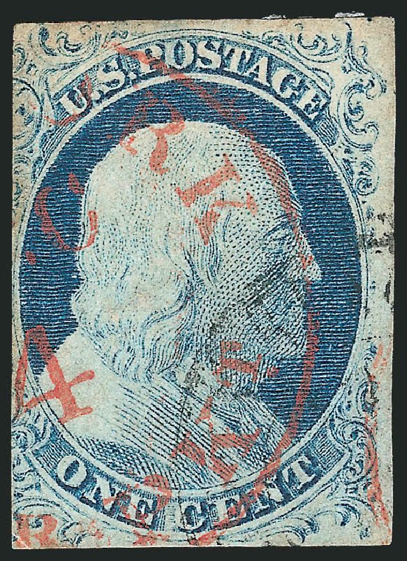 Values of US Stamps Scott Catalog 7 - 1851 1c Franklin. Robert Siegel Auction Galleries, Sep 2010, Sale 994, Lot 760