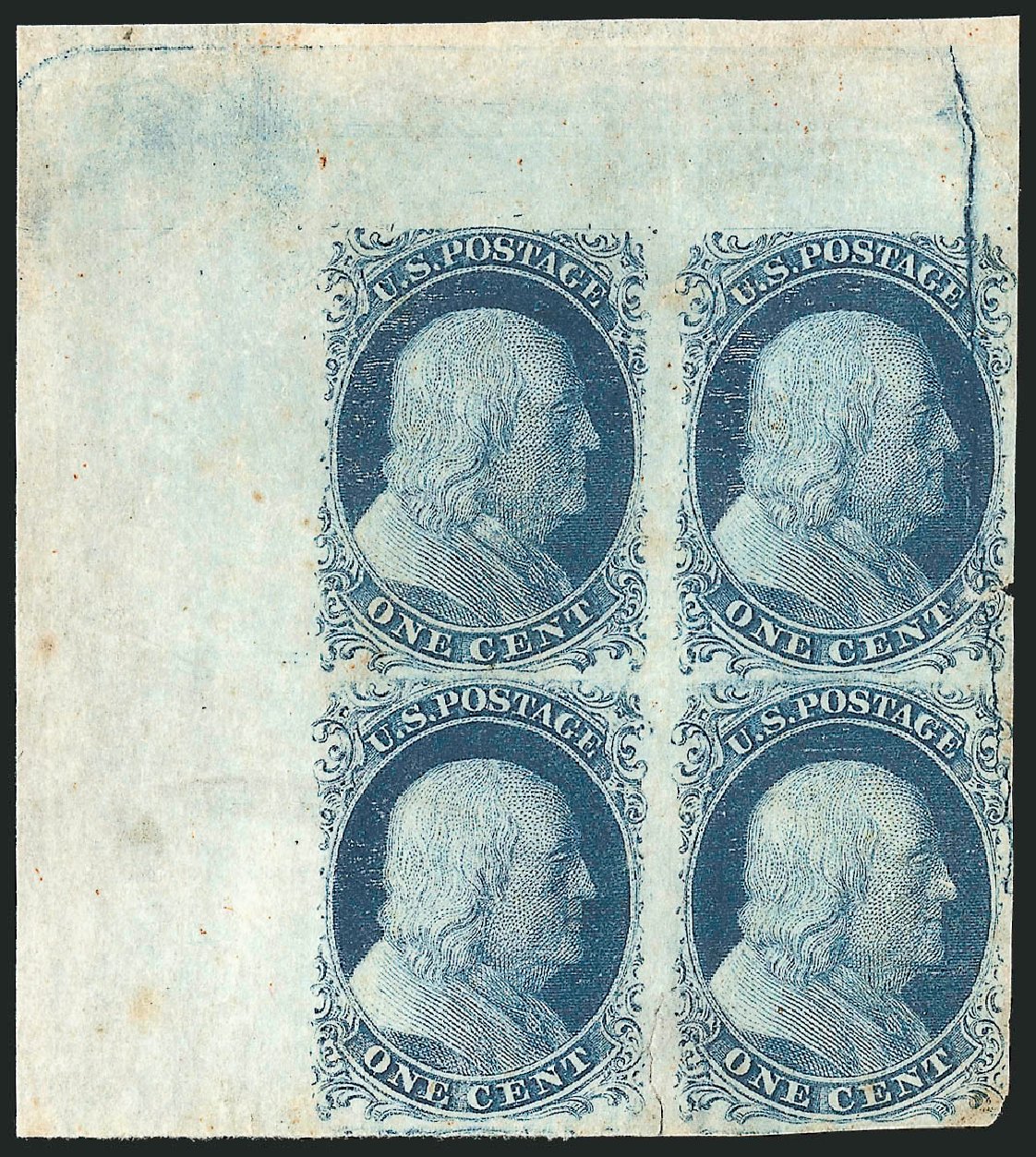 US Stamp Price Scott Cat. # 7: 1851 1c Franklin. Robert Siegel Auction Galleries, Sep 2010, Sale 994, Lot 920
