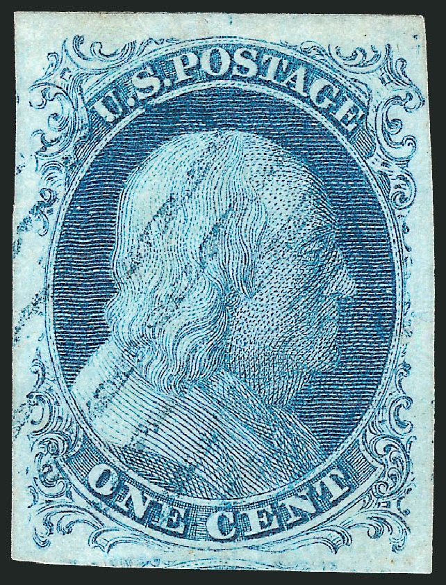 Cost of US Stamp Scott Catalog 7: 1851 1c Franklin. Robert Siegel Auction Galleries, Dec 2010, Sale 998, Lot 20
