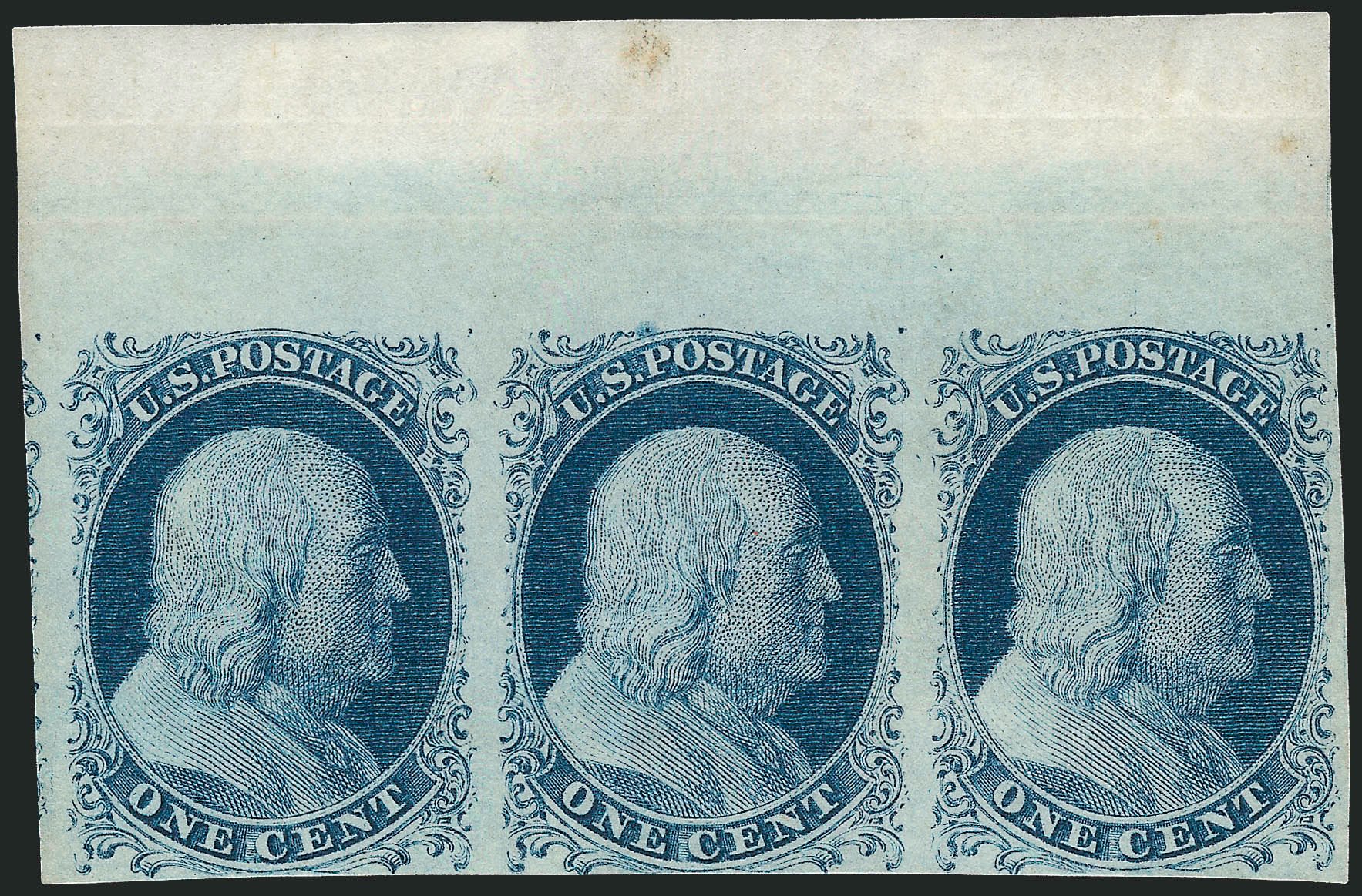 US Stamp Value Scott Cat. # 7 - 1851 1c Franklin. Robert Siegel Auction Galleries, Dec 2010, Sale 998, Lot 310
