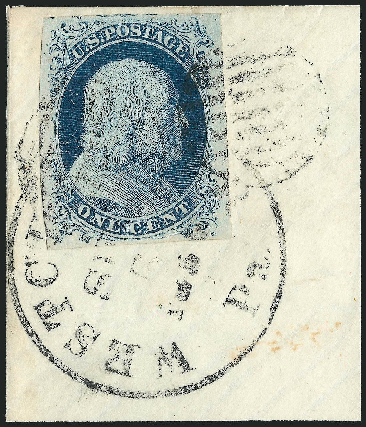 Value of US Stamp Scott #7: 1c 1851 Franklin. Robert Siegel Auction Galleries, Dec 2010, Sale 998, Lot 350