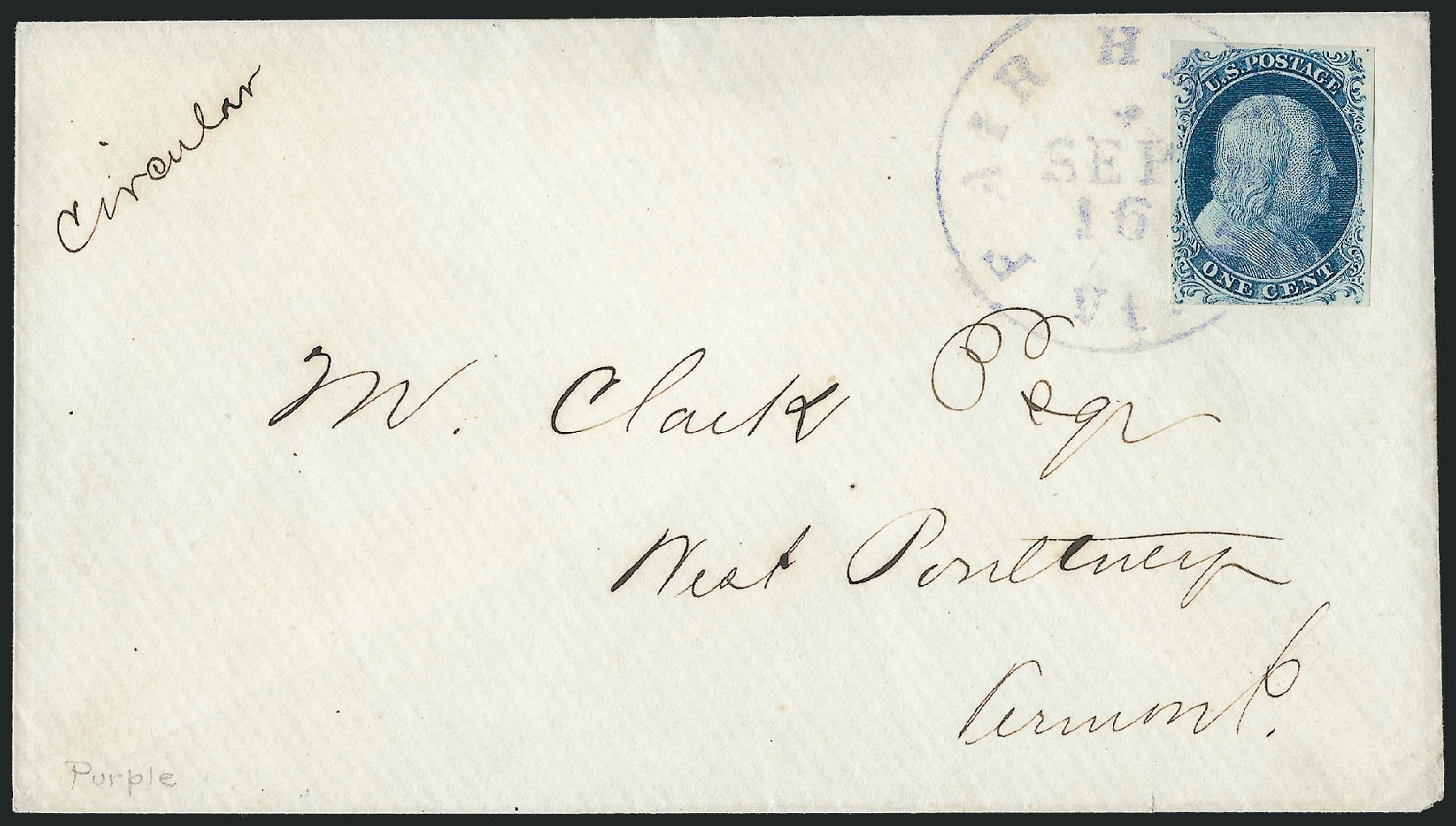 US Stamp Values Scott # 7: 1851 1c Franklin. Robert Siegel Auction Galleries, Dec 2010, Sale 998, Lot 370