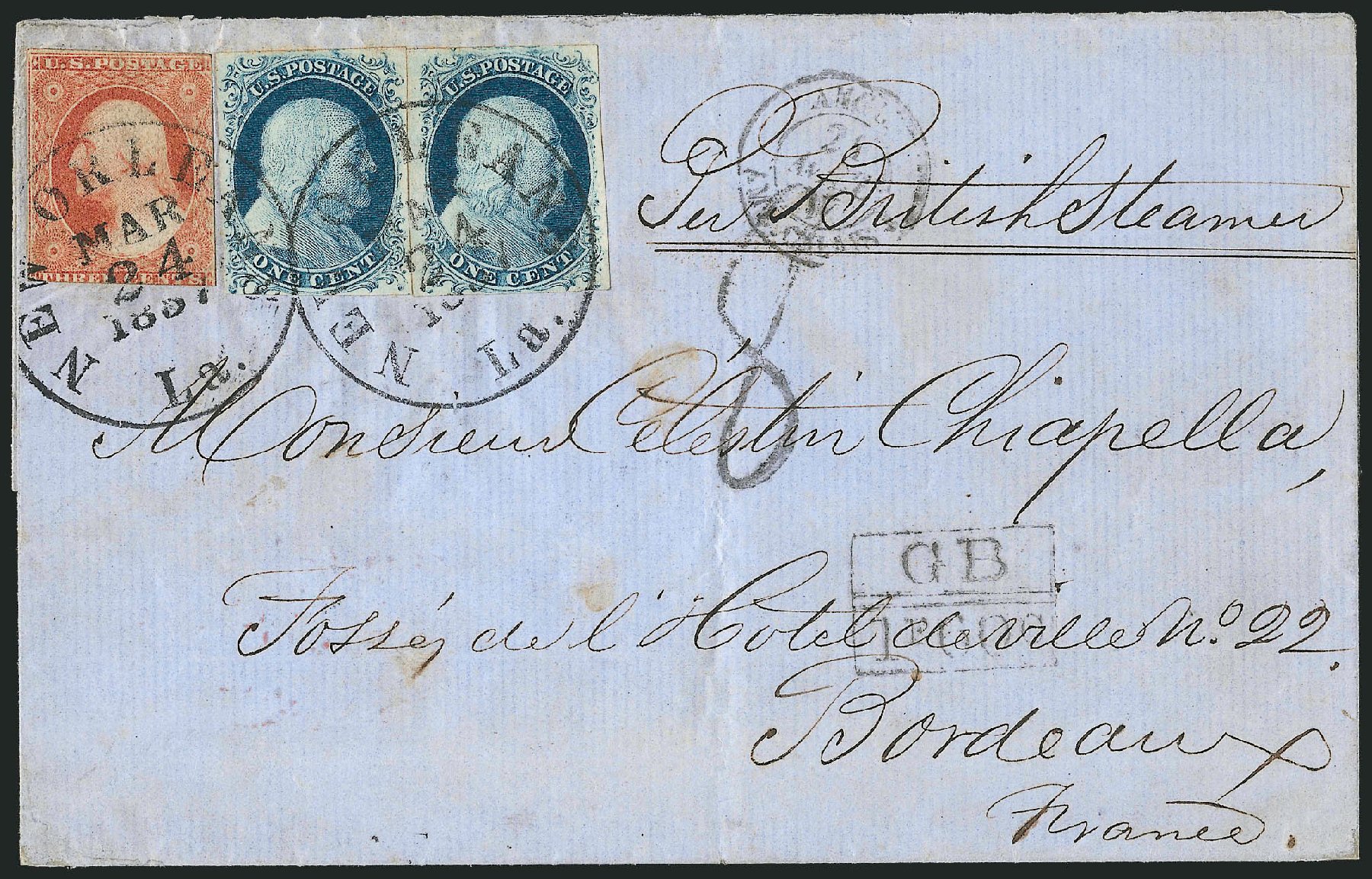 Cost of US Stamp Scott Cat. #7 - 1c 1851 Franklin. Robert Siegel Auction Galleries, Dec 2010, Sale 998, Lot 390