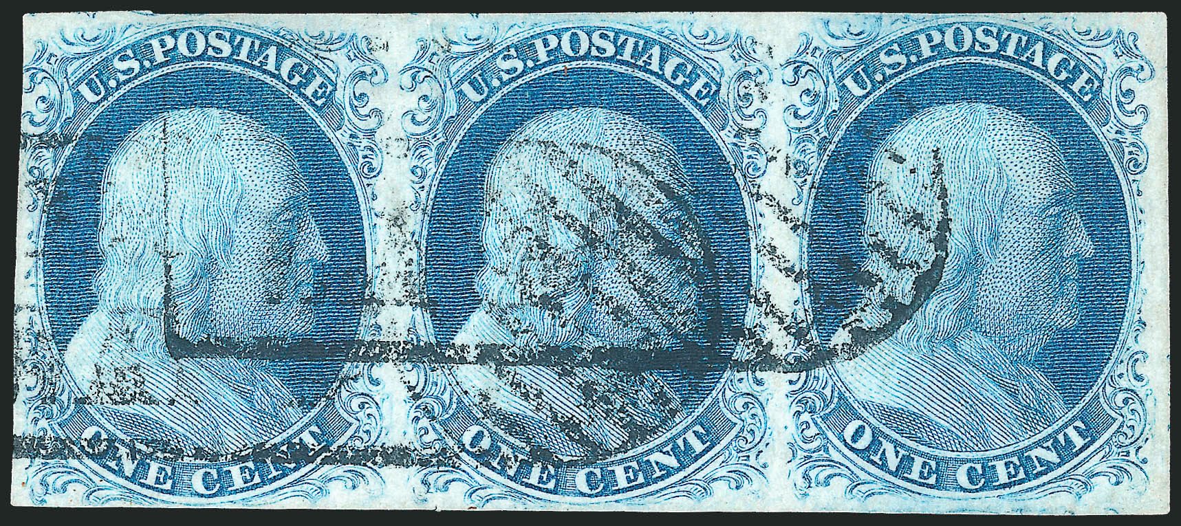 Values of US Stamps Scott Catalog 7: 1c 1851 Franklin. Robert Siegel Auction Galleries, Dec 2010, Sale 998, Lot 40