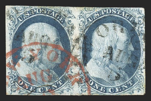 Prices of US Stamps Scott Catalog 7: 1c 1851 Franklin. Spink Shreves Galleries, Nov 2012, Sale 141, Lot 20