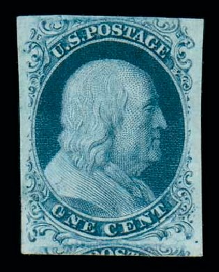 Values of US Stamps Scott Catalogue #7: 1c 1851 Franklin. Matthew Bennett International, Dec 2007, Sale 324, Lot 1041