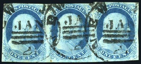 US Stamps Prices Scott Cat. # 7 - 1851 1c Franklin. Harmer-Schau Auction Galleries, Oct 2008, Sale 79, Lot 21