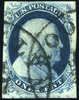 Costs of US Stamps Scott Catalog #7 - 1851 1c Franklin. Harmer-Schau Auction Galleries, Apr 2010, Sale 85, Lot 231