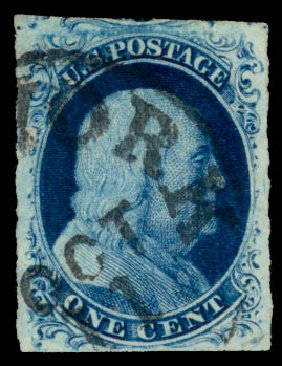 Values of US Stamps Scott #7: 1851 1c Franklin. Daniel Kelleher Auctions, Sep 2013, Sale 639, Lot 3101