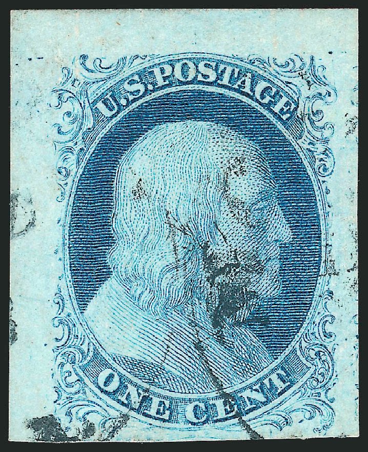 US Stamp Value Scott Cat. #7 - 1c 1851 Franklin. Robert Siegel Auction Galleries, Dec 2011, Sale 1017, Lot 71