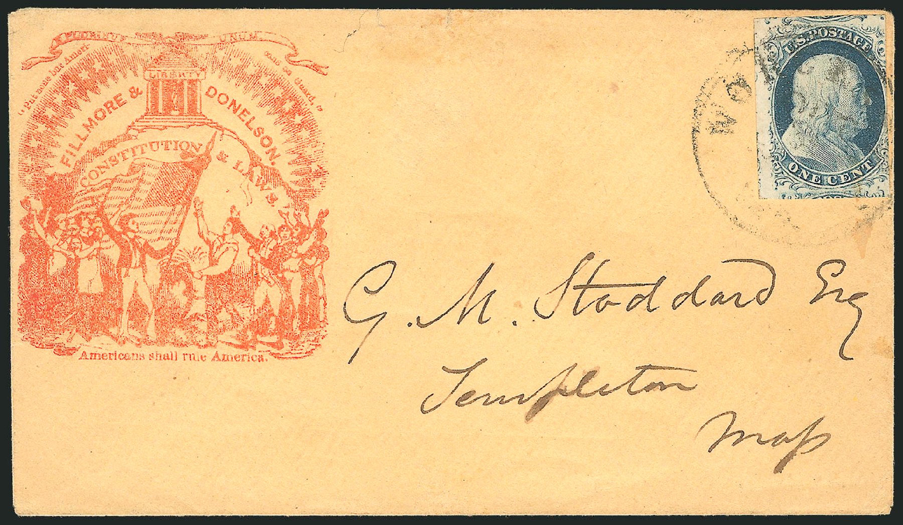 US Stamp Value Scott Cat. # 7 - 1c 1851 Franklin. Robert Siegel Auction Galleries, Jun 2015, Sale 1105, Lot 2521