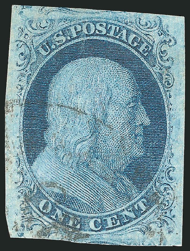 US Stamp Price Scott Catalog # 7 - 1c 1851 Franklin. Robert Siegel Auction Galleries, Oct 2008, Sale 963, Lot 141