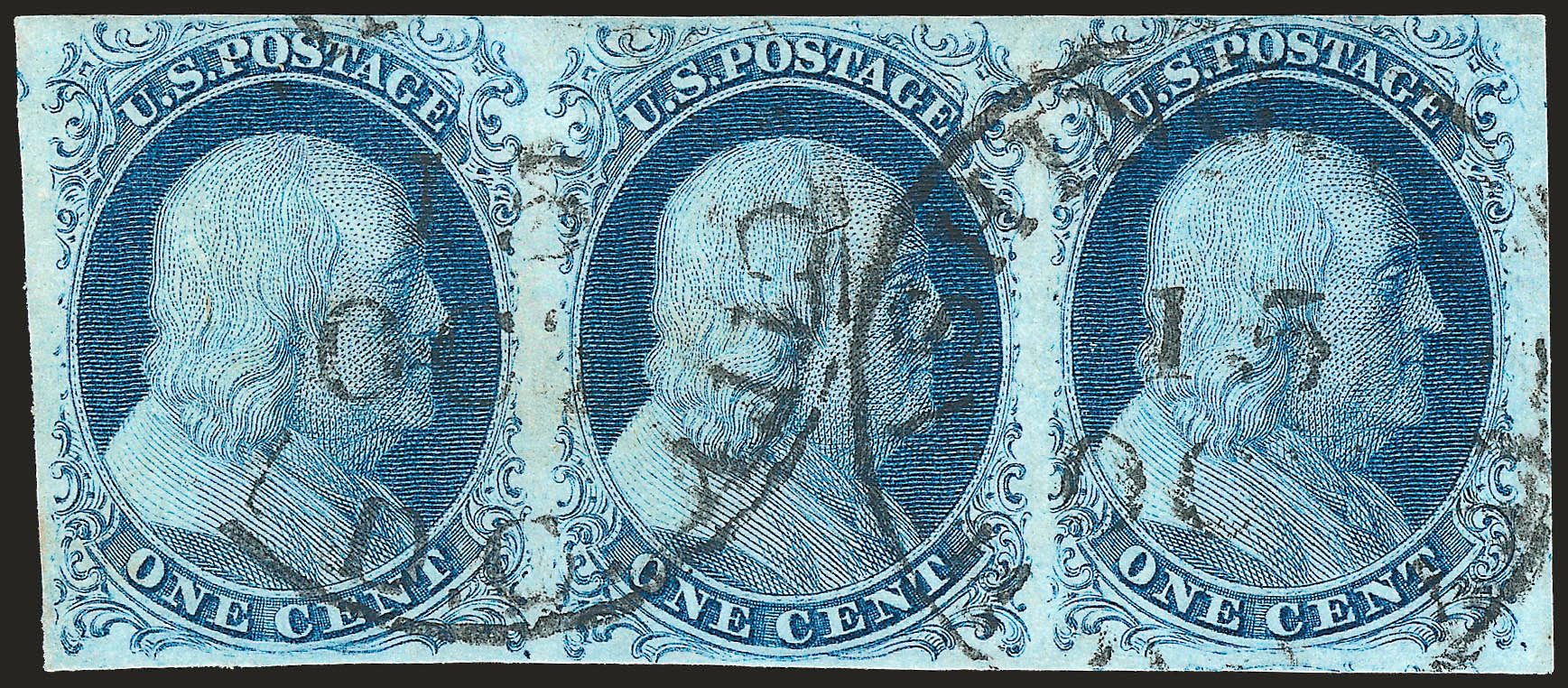 Value of US Stamps Scott Cat. # 7: 1851 1c Franklin. Robert Siegel Auction Galleries, Oct 2008, Sale 963, Lot 91