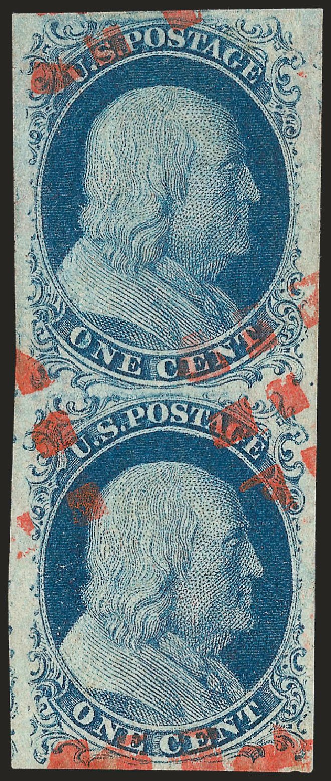 US Stamp Value Scott Catalog #7 - 1c 1851 Franklin. Robert Siegel Auction Galleries, Sep 2009, Sale 976, Lot 1091
