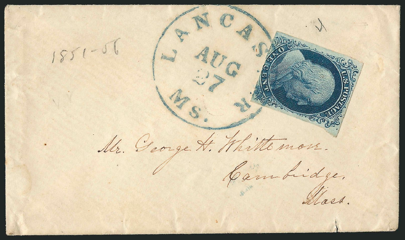 Cost of US Stamp Scott Catalog 7: 1851 1c Franklin. Robert Siegel Auction Galleries, Sep 2010, Sale 994, Lot 1111
