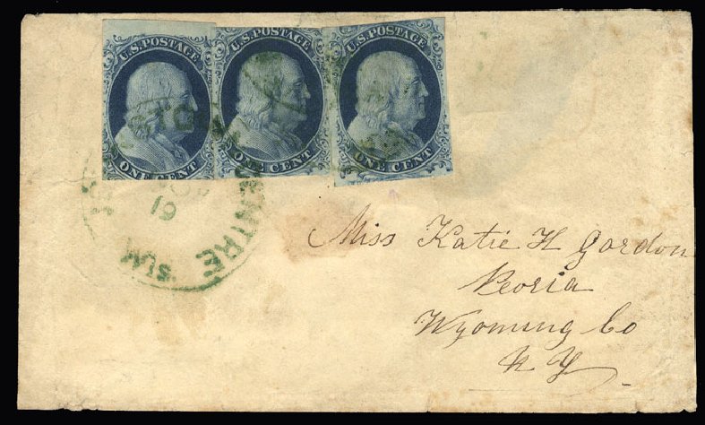 US Stamp Price Scott Cat. # 7: 1851 1c Franklin. Cherrystone Auctions, Jan 2015, Sale 201501, Lot 44
