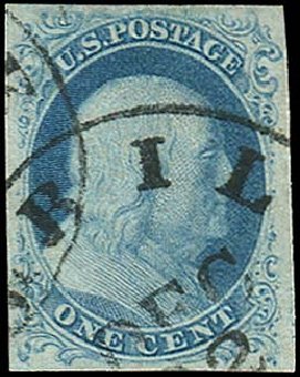 US Stamp Price Scott Catalog 7 - 1851 1c Franklin. Regency-Superior, Nov 2014, Sale 108, Lot 44