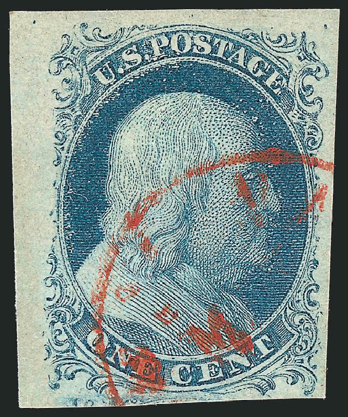 US Stamps Values Scott Cat. #7 - 1c 1851 Franklin. Robert Siegel Auction Galleries, Dec 2011, Sale 1017, Lot 74