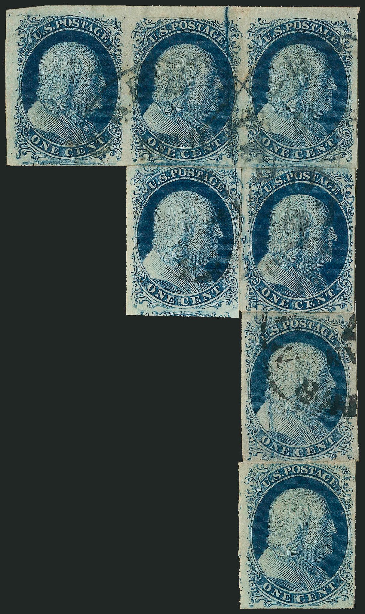 Value of US Stamps Scott Catalog #7: 1851 1c Franklin. Robert Siegel Auction Galleries, Dec 2012, Sale 1037, Lot 1404