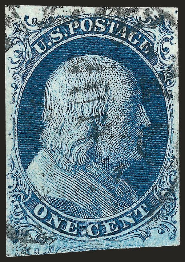 US Stamp Values Scott 7 - 1c 1851 Franklin. Robert Siegel Auction Galleries, Oct 2008, Sale 963, Lot 164