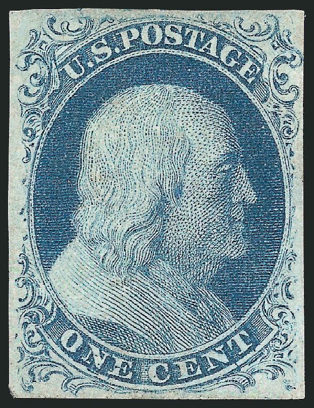 US Stamps Prices Scott Cat. #7: 1c 1851 Franklin. Robert Siegel Auction Galleries, Sep 2010, Sale 994, Lot 1024