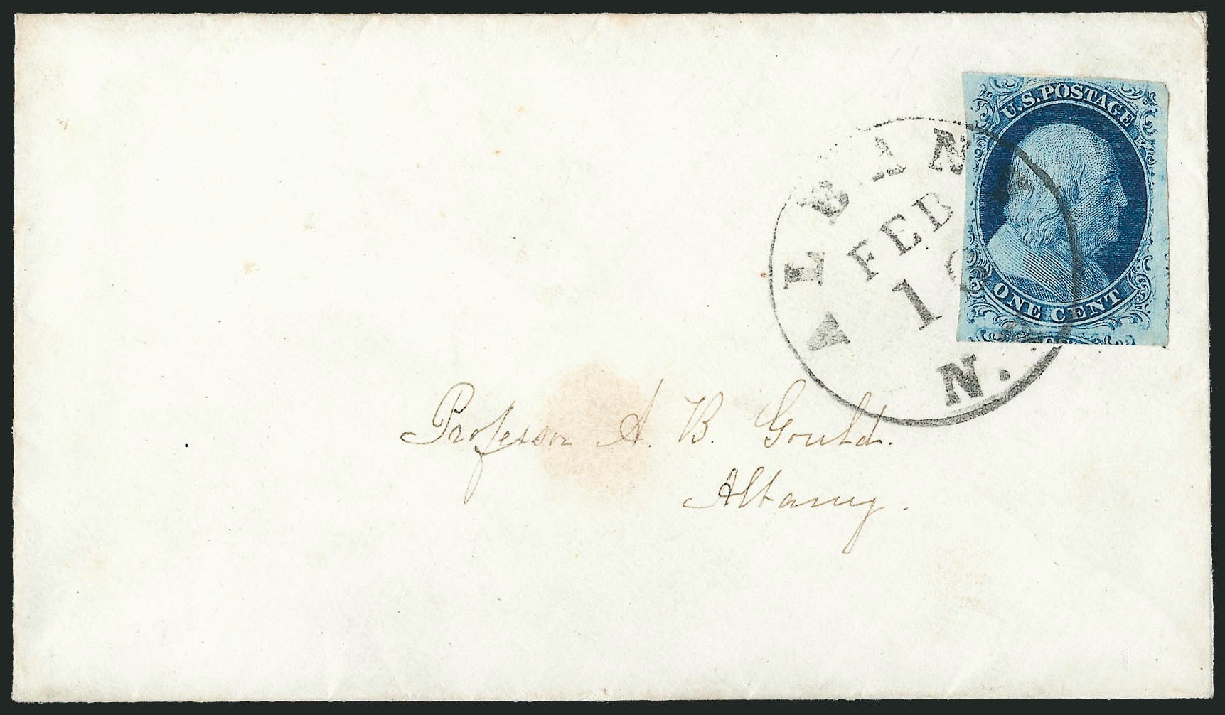 US Stamp Value Scott Cat. #7 - 1851 1c Franklin. Robert Siegel Auction Galleries, Sep 2010, Sale 994, Lot 964
