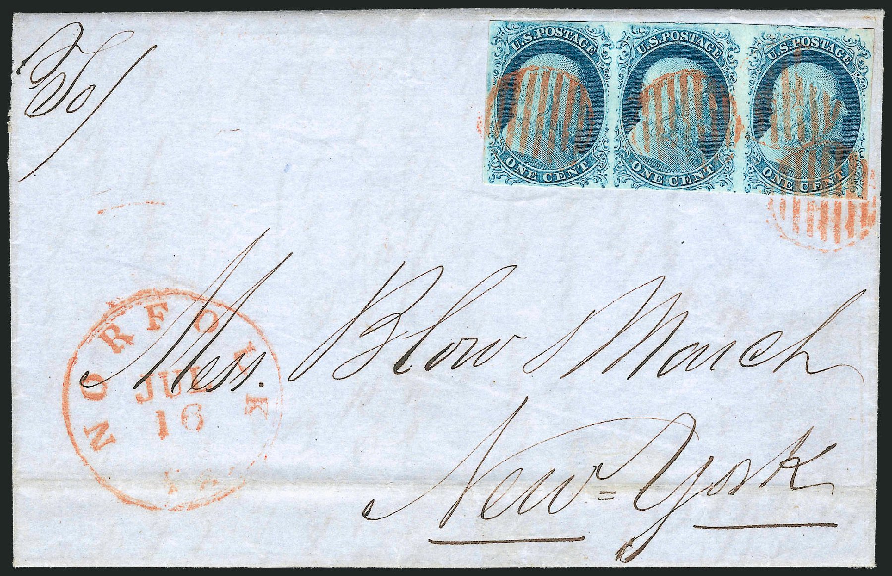 Value of US Stamp Scott Catalogue #7 - 1c 1851 Franklin. Robert Siegel Auction Galleries, Dec 2010, Sale 998, Lot 54
