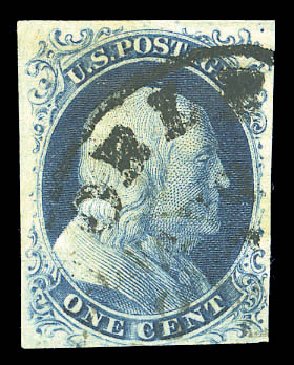 US Stamp Value Scott Catalog # 7: 1851 1c Franklin. Matthew Bennett International, Sep 2010, Sale 333, Lot 3265