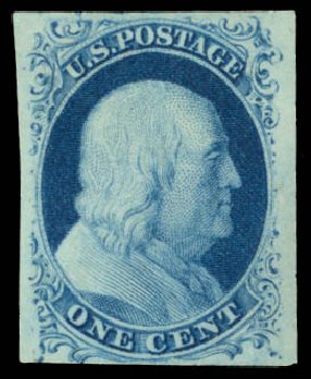 Cost of US Stamps Scott 7 - 1851 1c Franklin. Daniel Kelleher Auctions, Mar 2014, Sale 650, Lot 2505