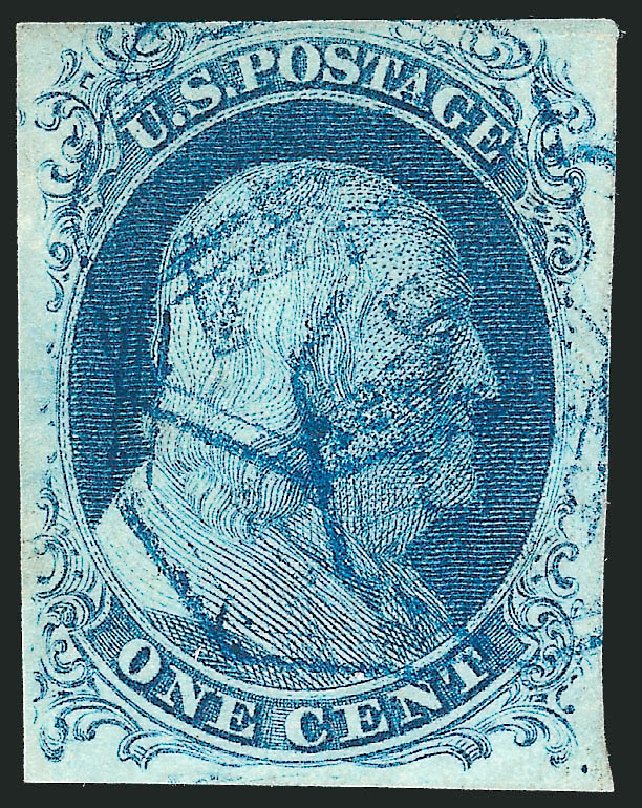 Values of US Stamps Scott Catalog 7 - 1c 1851 Franklin. Robert Siegel Auction Galleries, Dec 2011, Sale 1017, Lot 75