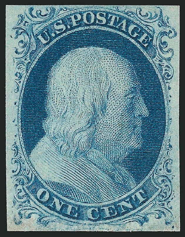 US Stamps Value Scott Catalogue # 7 - 1c 1851 Franklin. Robert Siegel Auction Galleries, Mar 2013, Sale 1040, Lot 1185