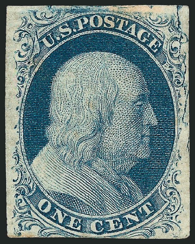 US Stamps Values Scott Catalog 7 - 1c 1851 Franklin. Robert Siegel Auction Galleries, Dec 2008, Sale 967, Lot 4085