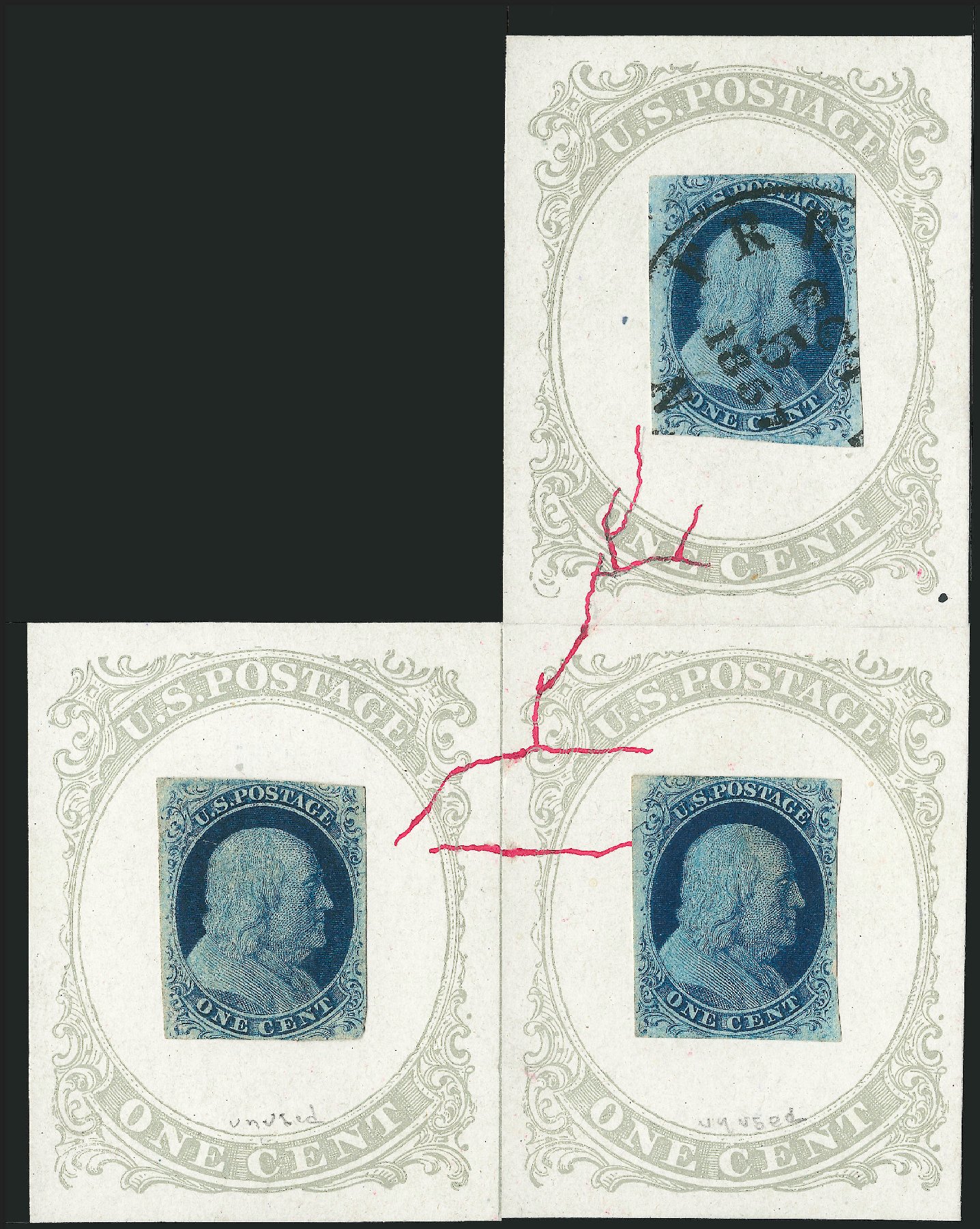 Prices of US Stamp Scott Catalog #7 - 1c 1851 Franklin. Robert Siegel Auction Galleries, Sep 2010, Sale 994, Lot 1005
