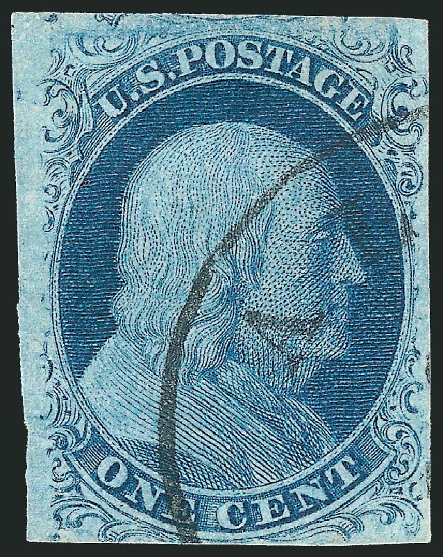 US Stamp Values Scott Catalog # 7: 1851 1c Franklin. Robert Siegel Auction Galleries, Sep 2010, Sale 994, Lot 1035