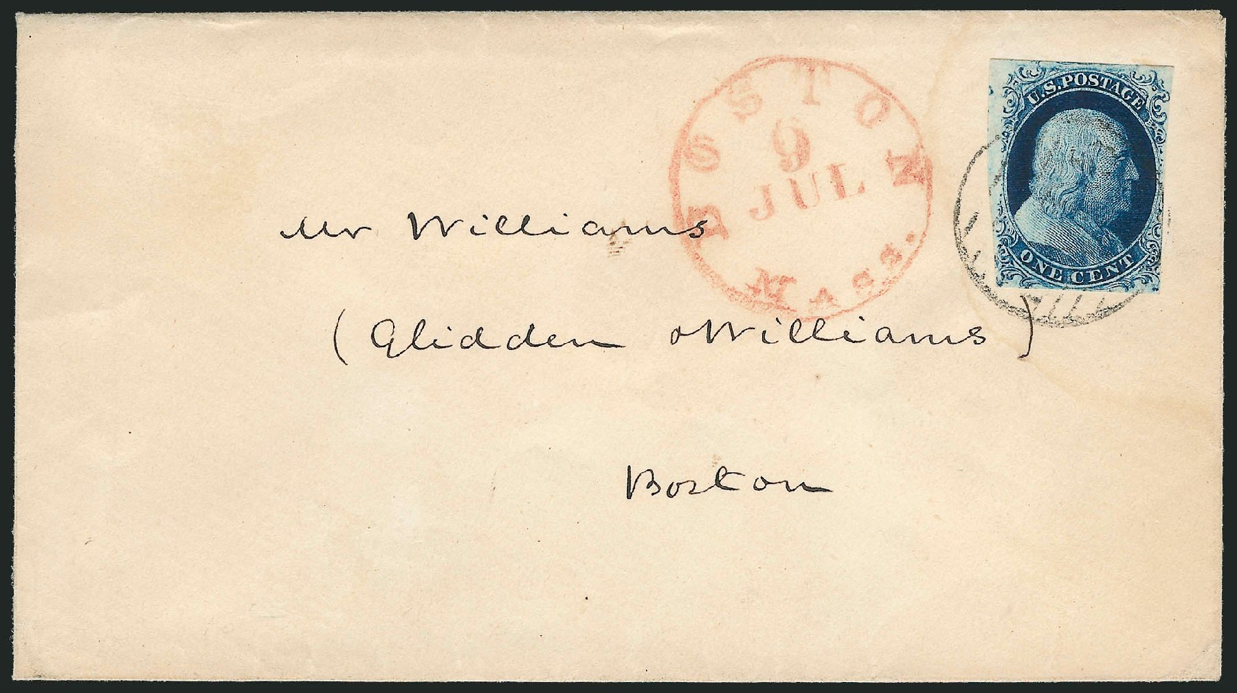 Prices of US Stamps Scott Catalog #7 - 1851 1c Franklin. Robert Siegel Auction Galleries, Sep 2010, Sale 994, Lot 1075