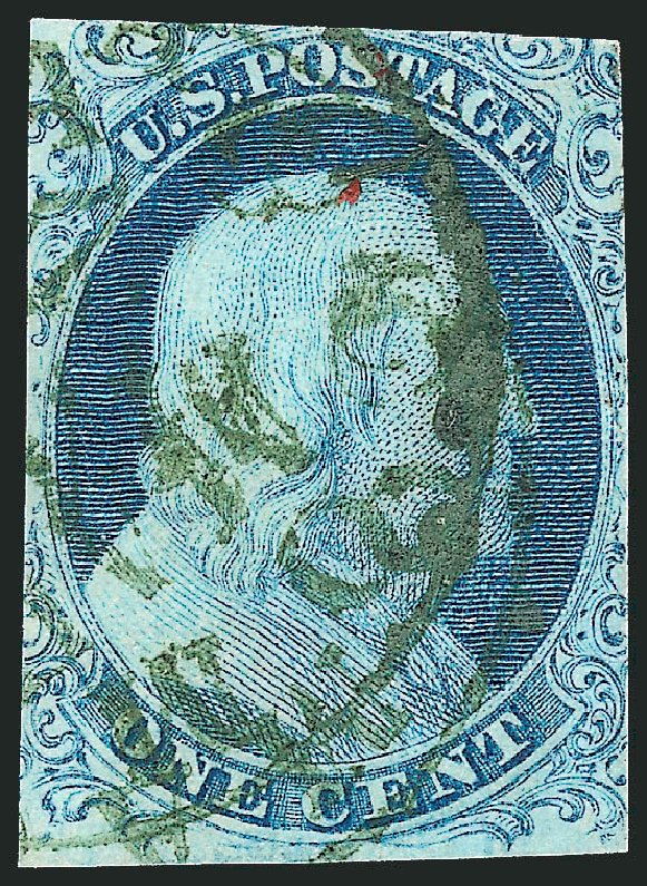 US Stamp Values Scott Cat. 7 - 1851 1c Franklin. Robert Siegel Auction Galleries, Sep 2010, Sale 994, Lot 625