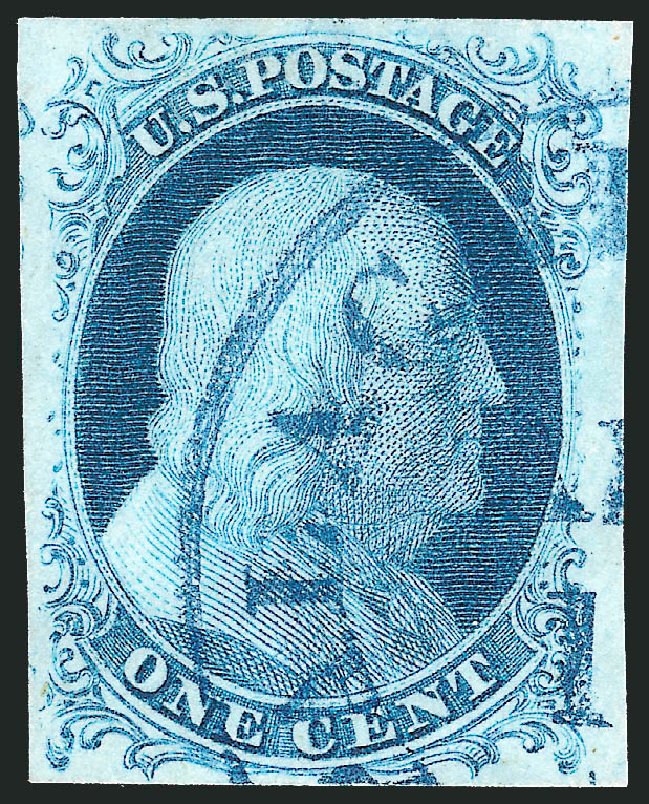 US Stamps Values Scott Catalog #7: 1851 1c Franklin. Robert Siegel Auction Galleries, Sep 2010, Sale 994, Lot 675