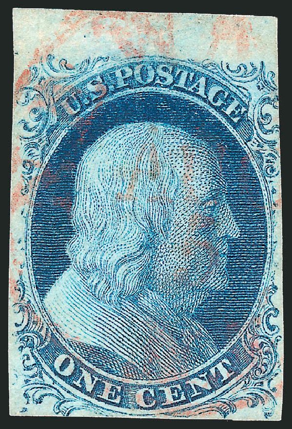 US Stamp Values Scott 7 - 1c 1851 Franklin. Robert Siegel Auction Galleries, Sep 2010, Sale 994, Lot 685