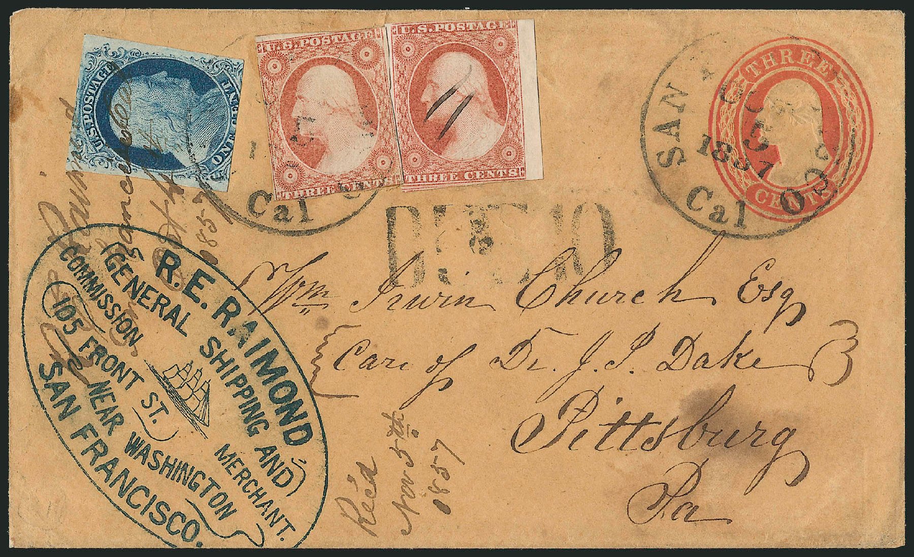 US Stamps Prices Scott Cat. #7 - 1851 1c Franklin. Robert Siegel Auction Galleries, Sep 2010, Sale 994, Lot 975