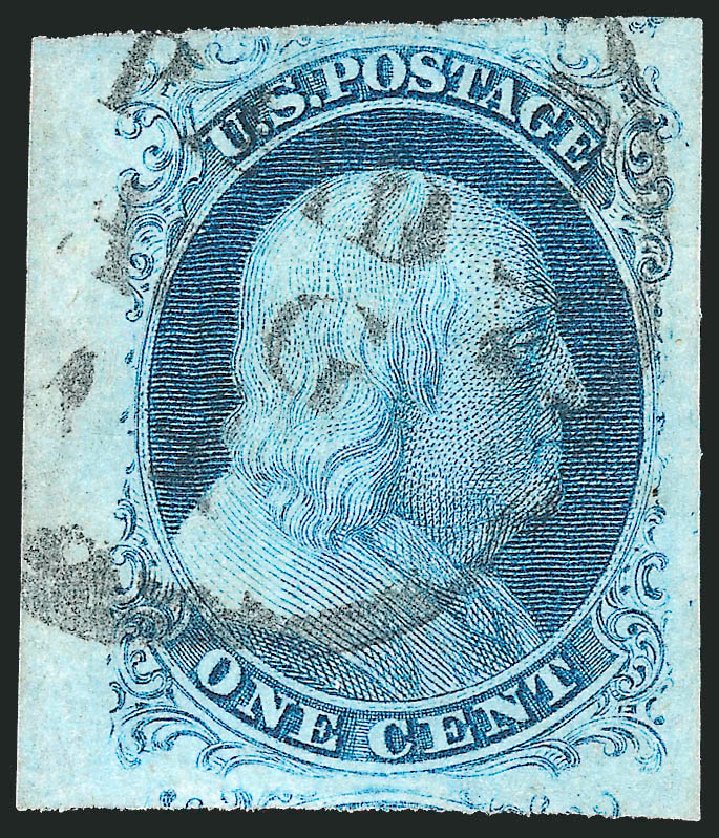 Value of US Stamp Scott Cat. 7: 1c 1851 Franklin. Robert Siegel Auction Galleries, Dec 2010, Sale 998, Lot 15